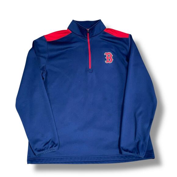 Boston Red Sox Quarter Zip Pullover Jacket Mens Large Blue MLB Genuine Baseball - Picture 2 of 9